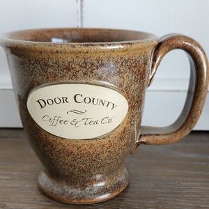 Vintage Door County Coffee & Tea Co. Hand-Thrown Stoneware Mug Rustic Brown
